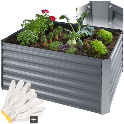 Tectake Raised Bed Salvia - Galvanised Steel, Weather-Resistant, 600 L Capacity 120 X 90 X 57 Cm - Silver - image 1