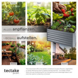 Tectake Raised Bed Salvia - Galvanised Steel, Weather-Resistant, 600 L Capacity 120 X 90 X 57 Cm - Silver - thumbnail 5