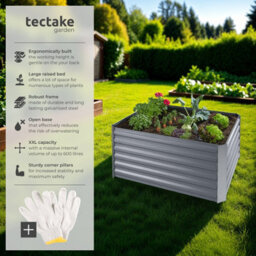 Tectake Raised Bed Salvia - Galvanised Steel, Weather-Resistant, 600 L Capacity 120 X 90 X 57 Cm - Silver - thumbnail 2