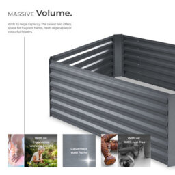 Tectake Raised Bed Salvia - Galvanised Steel, Weather-Resistant, 600 L Capacity 120 X 90 X 57 Cm - Silver - thumbnail 3