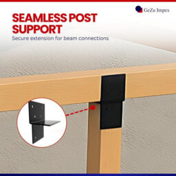 Gezu Impex Pergola Floor Bracket Black - Fence Post Corner Bolt Down Bracket - 121X121mm (Pack Of 8) - thumbnail 3