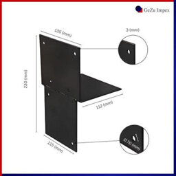 Gezu Impex Pergola Floor Bracket Black - Fence Post Corner Bolt Down Bracket - 121X121mm (Pack Of 8) - thumbnail 2