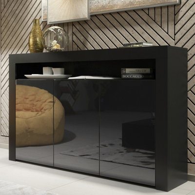 Sideboard Aether 155Cm - Black With Gloss Doors - image 1