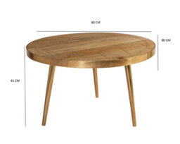 Buttercup Farm Light Gold Round Coffee Table - Solid Mango Wood - L80 X W80 X H45 Cm - thumbnail 3