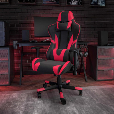 Fwstyle Black & Red Bucket Seat Racer Gaming Chair Faux Leather - image 1