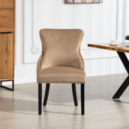 Palata Velvet Fabric Dining Chairs - Set Of 2 - Brown - thumbnail 1