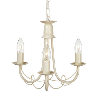 Luminosa Lighting Elstead Minster Chandelier 3 Light Ivory, Gold Finish, E14 - image 1