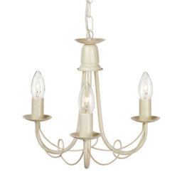 Luminosa Lighting Elstead Minster Chandelier 3 Light Ivory, Gold Finish, E14 - thumbnail 1