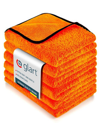 Glart 44 Wg 6 Car Drying Towel Xxl 90 X 60 Cm 6-Piece Set, Microfiber Polishing Cloth Orange, Large Absorbent And Cleaning For