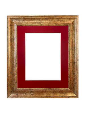 Frames By Post Scandi Gold Frame With Red Mount For Image Size A3 - image 1