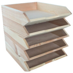 Woodeedoo Set Of 5 Stackable Wooden Letter Tray A4 Document Holder Paper Sorter Desk Tidy Organiser For Office Home 26 X 32 X 6 Cm - thumbnail 9