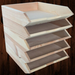 Woodeedoo Set Of 5 Stackable Wooden Letter Tray A4 Document Holder Paper Sorter Desk Tidy Organiser For Office Home 26 X 32 X 6 Cm - thumbnail 1