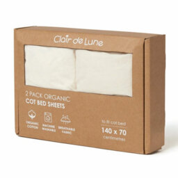 Xample Clair De Lune Organic Cotton Cot Bed Sheets 2 Pack - 70X140Cm Fitted Sheets, Gots Certified, Hypoallergenic & Breathable - thumbnail 2