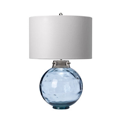 Luminosa Lighting Elstead Kara Table Lamp, Blue, Faux Silk Shade - image 1