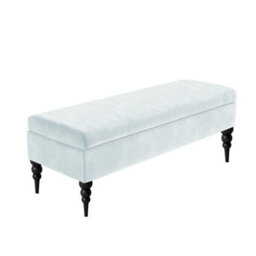 Safar Plain 120Cm Ottoman Storage Bench - Plush Velvet Shoe Bench - White Upholstery Footstool With Storage