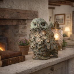 Gifts Direct 2 U Bronze Patina Owl Sculpture With Textured Verdigris Finish - thumbnail 4