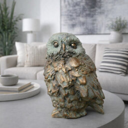 Gifts Direct 2 U Bronze Patina Owl Sculpture With Textured Verdigris Finish - thumbnail 2
