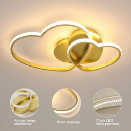 48W Dimmable Led Ceiling Light Modern Gold Chandelier With Remote Living Room