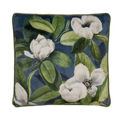 Soirée Alaya Floral Teal Velvet Filled Cushion - image 1