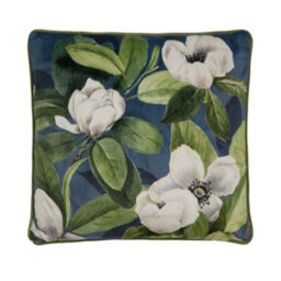 Soirée Alaya Floral Teal Velvet Filled Cushion - thumbnail 1