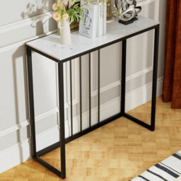 Fativo 80Cm Long Console Table Marble Table Hallway Entrance Storage Rack White - thumbnail 1