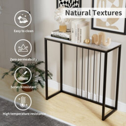 Fativo 80Cm Long Console Table Marble Table Hallway Entrance Storage Rack White - thumbnail 3
