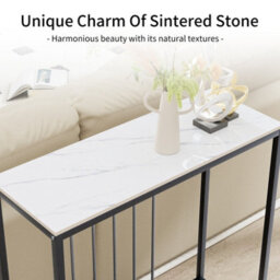 Fativo 80Cm Long Console Table Marble Table Hallway Entrance Storage Rack White - thumbnail 6