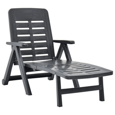 Walplus Folding Sun Lounger Plastic Anthracite - image 1