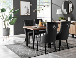 Furniturebox Uk Kylo Brown Wood Effect Dining Table & 4 Black Belgravia Black Leg Chairs - thumbnail 1