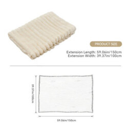 Thehotsale Super Soft And Comfortable Luxurious Flannel Reversible Fluffy Striped Throw Blanket Beige 150Cm W X 100Cm D - thumbnail 9