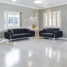 Sliding Wardrobes 4 u LTD Richmn 3+2 Plush Velvet Sofa Sofa Set Available In 3 Colors - Black 3+2 - thumbnail 1
