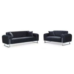 Sliding Wardrobes 4 u LTD Richmn 3+2 Plush Velvet Sofa Sofa Set Available In 3 Colors - Black 3+2 - thumbnail 2