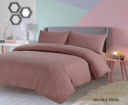 TheWhiteWater Limited Duvet Cover Set Seersucker Single/double/king/super King Bedding Set - Duvet Cover + Matching Pillowcase - Dusky Pink - thumbnail 2