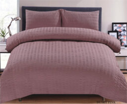 TheWhiteWater Limited Duvet Cover Set Seersucker Single/double/king/super King Bedding Set - Duvet Cover + Matching Pillowcase - Dusky Pink - thumbnail 3