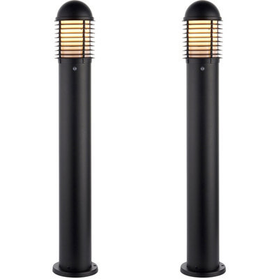 2 Pack Outdoor Bollard Post Light - 60W E27 Gls - 1000mm Height - Matt Black - image 1