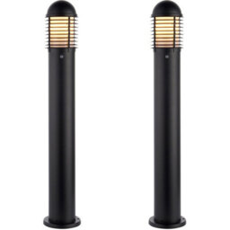 2 Pack Outdoor Bollard Post Light - 60W E27 Gls - 1000mm Height - Matt Black - thumbnail 1