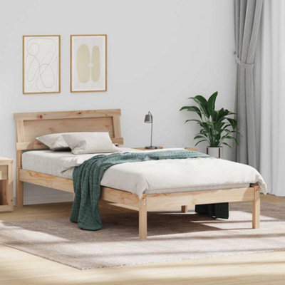 Walplus Bed Frame With Headboard Brown 90 X 200 Cm Solid Pine Wood - image 1