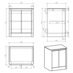 Plum&clay Mayfair Gloss Dark Grey Freestanding Bathroom Vanity Unit With White Marble Countertop (W)650mm (H)745mm - thumbnail 7