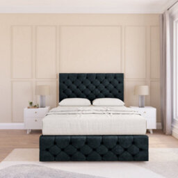 "Sloomy 3Ft Watson Divan Bed Base Black Naples ,2 Drawers, 12"" Footboard & 54"" Floor Standing Headboard - Single" - thumbnail 2