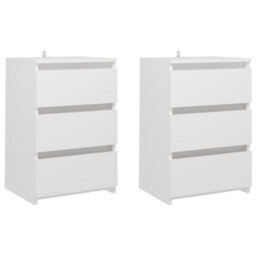 Vidaxl Bed Cabinets 2 Pcs White 40X35X62.5 Cm Engineered Wood Bed Cabinets - thumbnail 2