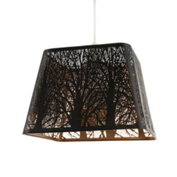 Happy Homewares Matte Black Tree Forest Pendant Lighting Shade With Satin Gold Inner - thumbnail 2