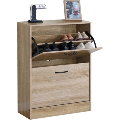 Shoe Rack Shoe Storage Cabinet Stand Mdf Wooden Cupboard Unit 2 Drawer Organiser - image 1