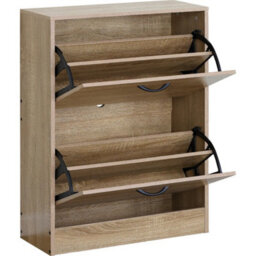 Shoe Rack Shoe Storage Cabinet Stand Mdf Wooden Cupboard Unit 2 Drawer Organiser - thumbnail 2