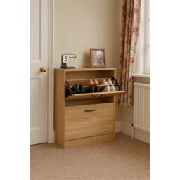Shoe Rack Shoe Storage Cabinet Stand Mdf Wooden Cupboard Unit 2 Drawer Organiser - thumbnail 4