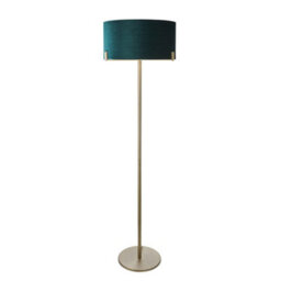 Luminosa Lighting Luminosa Hayfield Floor Lamp Matt Antique Brass Plate, Green Velvet Shade
