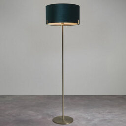 Anson Lighting Hatton Antique Brass With Green Velvet Shade Classic Style 1 Light Floor Light - thumbnail 2