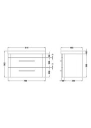 Balterley Croxden 800mm Wall Hung 2 Drawer Vanity Unit With Ceramic Basin - Fern Green - thumbnail 8
