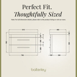 Balterley Croxden 800mm Wall Hung 2 Drawer Vanity Unit With Ceramic Basin - Fern Green - thumbnail 5