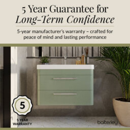Balterley Croxden 800mm Wall Hung 2 Drawer Vanity Unit With Ceramic Basin - Fern Green - thumbnail 6