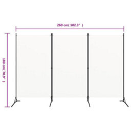 Vidaxl 3-Panel Room Divider White 260X180 Cm Room Dividers - thumbnail 5